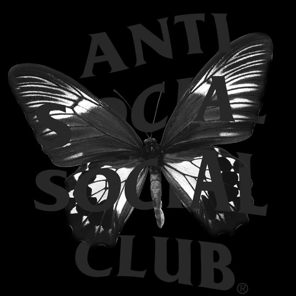 Antisocial Social Club Butterfly Black/Grey Hoodie - Picture 1 of 4